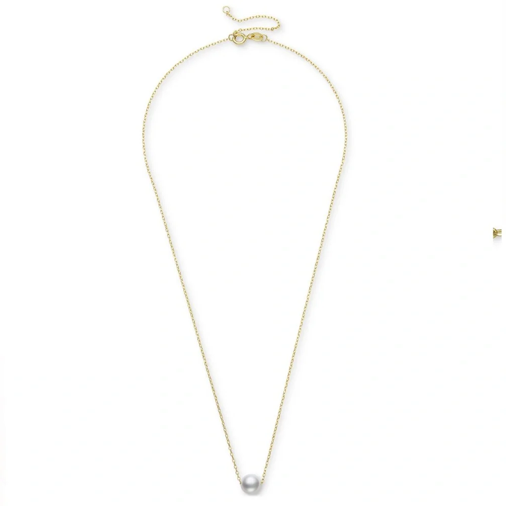 NWT Belle de Mer 7mm Freshwater Pearl Slide Necklace Gold Over Sterling 16”+2”